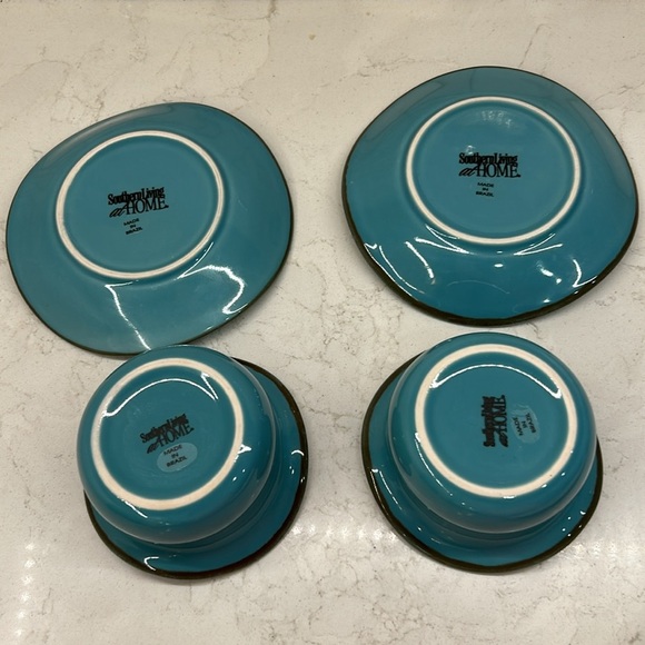 Southern Living at Home Tuscan Set of 2 Tidbit Bowls Saucers Robin’s Egg Blue - Picture 4 of 4